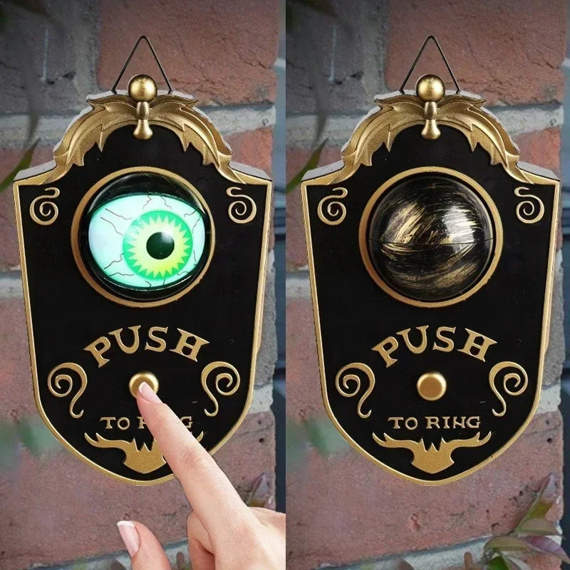 Halloween Doorbell Led Luminous Hanging Doorbell Haunted Party Decor Glowing Horror Props Creepy Eyes with Sound Lights