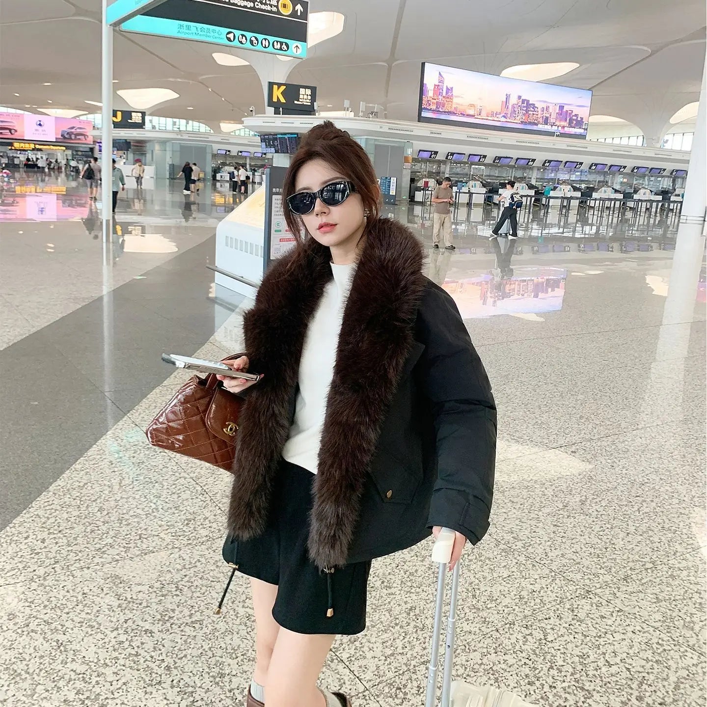 Autumn Winter New Style Fashionable Foreign Trade  Winter Jacket for Women  A Charming Elegant Hooded Mid-length Cotton Coat