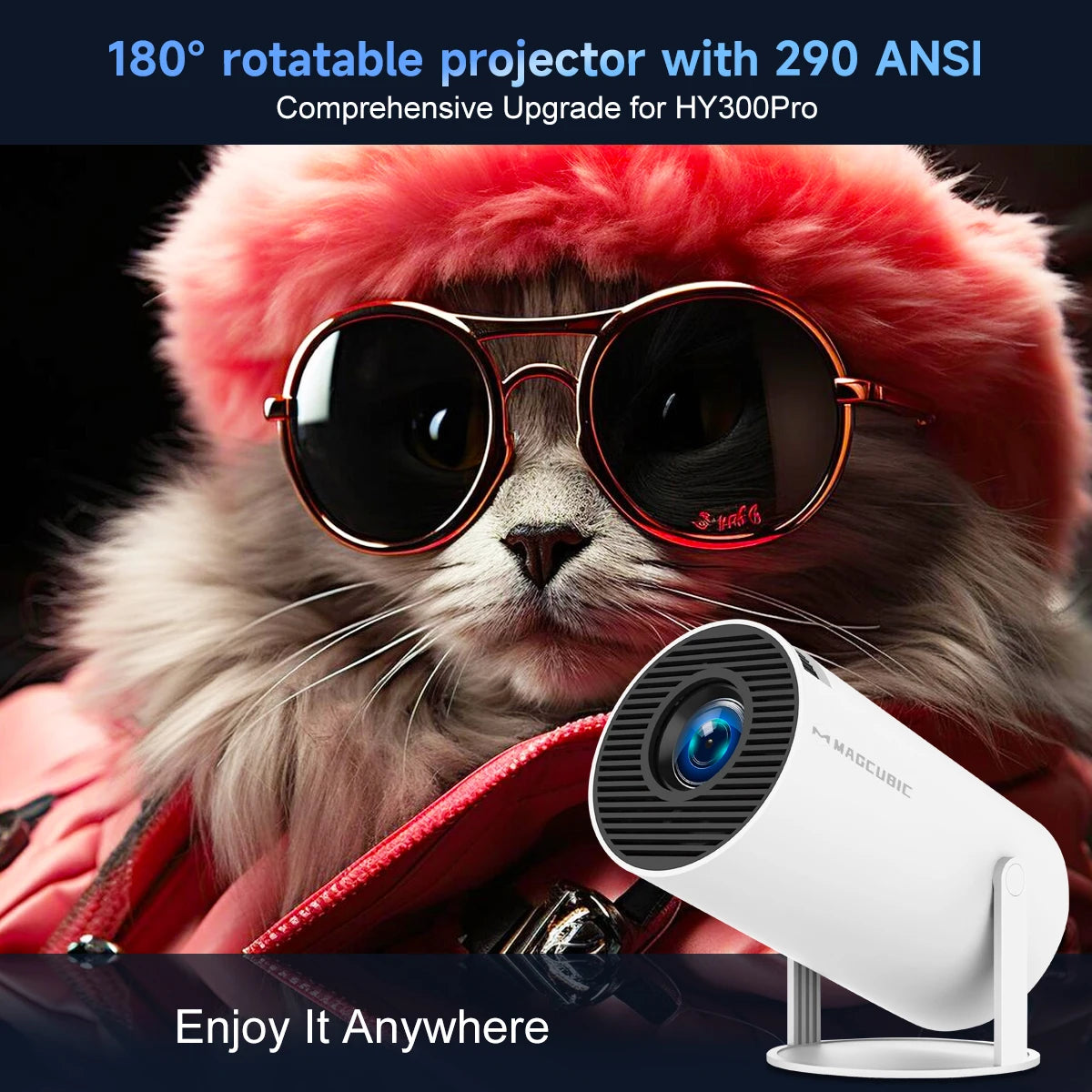 Magcubic Projector HY300 Pro 8K Android 14 Dual Wifi6 290ANSI Allwinner H726 BT5.4 1080P 1280*720P Home Cinema Outdoor Projetor