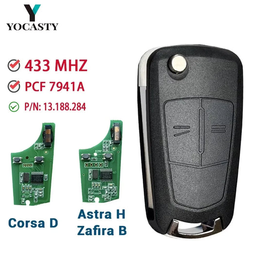 YOCASTY 736-743-A Remote Flip Car Key PCF7941A 433MHz 46 Chip 2 Buttons For Opel Vauxhall Corsa D G4 Astra H AH Zafira B Holden