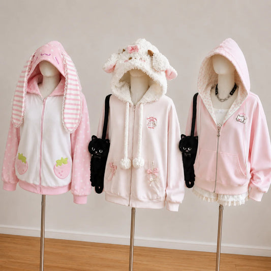 Subculture Harajuku Jacket Women Y2K Oversized Hoodies Long Sleeve Print Sweatshirt Korean Japanese Vintage Casual Coats Tops