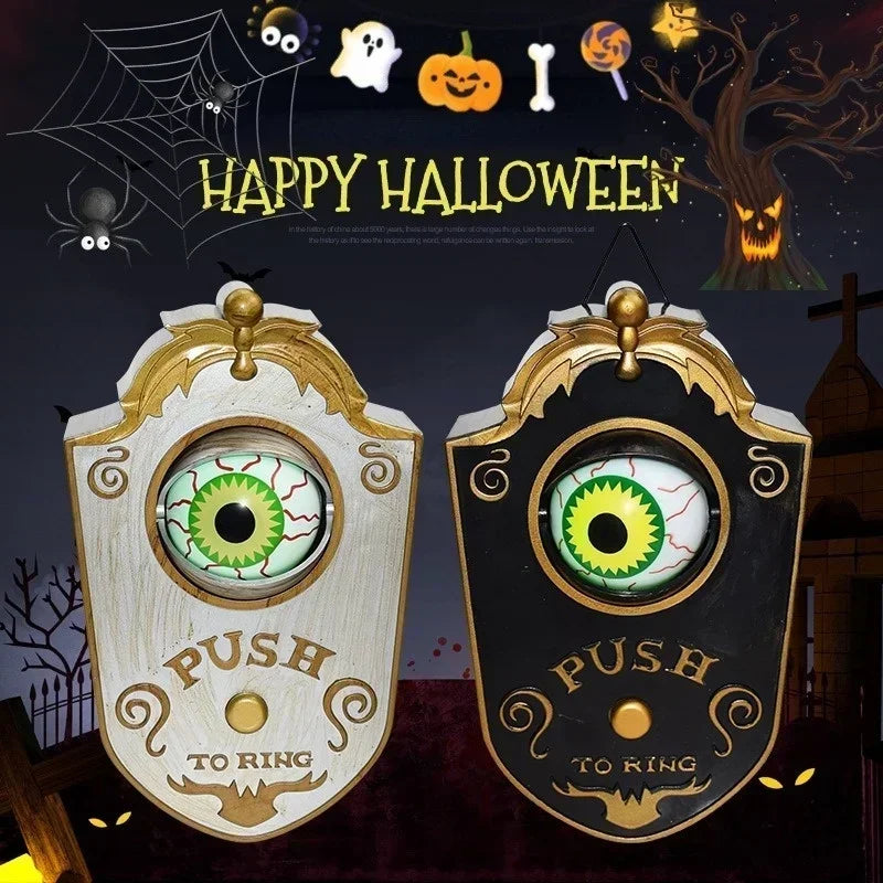 Halloween Doorbell Led Luminous Hanging Doorbell Haunted Party Decor Glowing Horror Props Creepy Eyes with Sound Lights