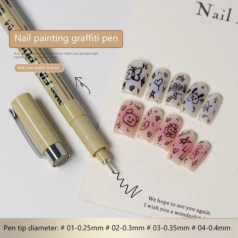 Waterproof Nail Art Graffiti Line Pen Gel Painting Wire Drawing Detail Sketching Tool for Creative Nail Design