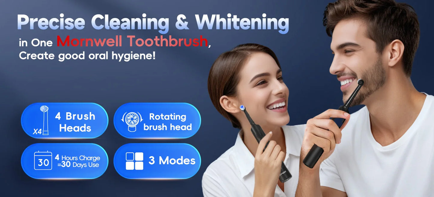 Electric Toothbrush for Adults Rechargeable T37 Sonic Toothbrush with 3 Modes IPX7 Waterproof 40,000 VPM Motor With 4 Brush Head