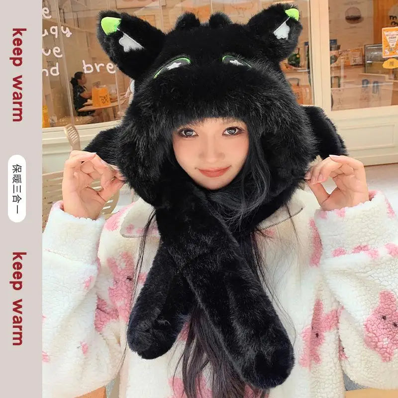 Anime Toothless Creative Hats Winter Warm Plush Hat Comfort Ear Protection Fashion Cute Accessories Cosplay Birthday Gift