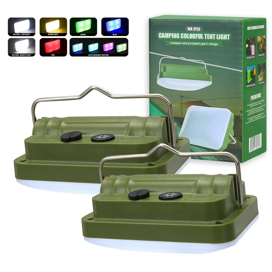 Rechargeable Camping Lamp w/ Hook-7 Light Modes, Outdoor Waterproof, Portable Lantern for Backpacking,Tent Lighting Hiking Trips