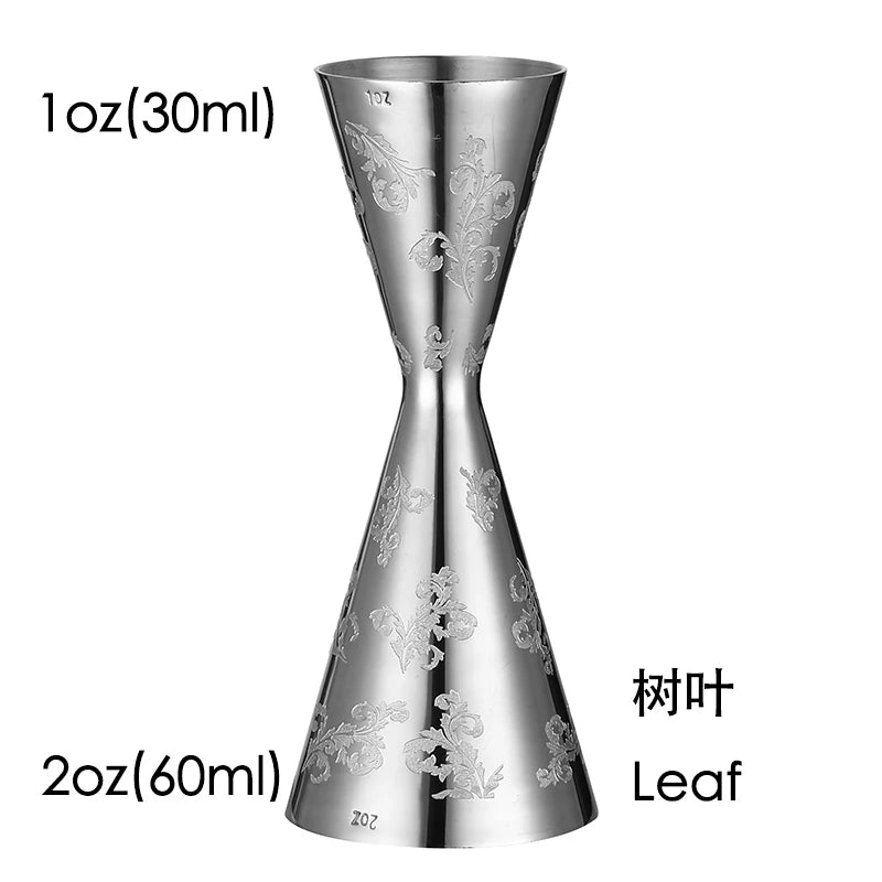 Integrated-Style Jigger Double Cocktail Jigger Bar Measure with Etched Pattern Bar Tools