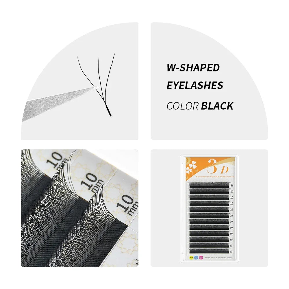 GAHAMACA Eyelash Extension 0.07mm C/D/L/LU Curl Lash 3dW-Shape Eyelashes Extension Natural Soft Premade False Lashes ﻿Wholesaled