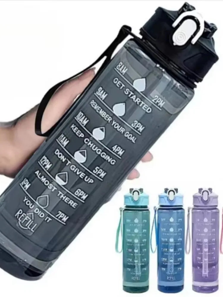 Sports Water Bottle with Time-Tracking Straw Leak Proof Locking Flip Cover for Easy Carry Ideal Outdoor Adventures With Time Mar