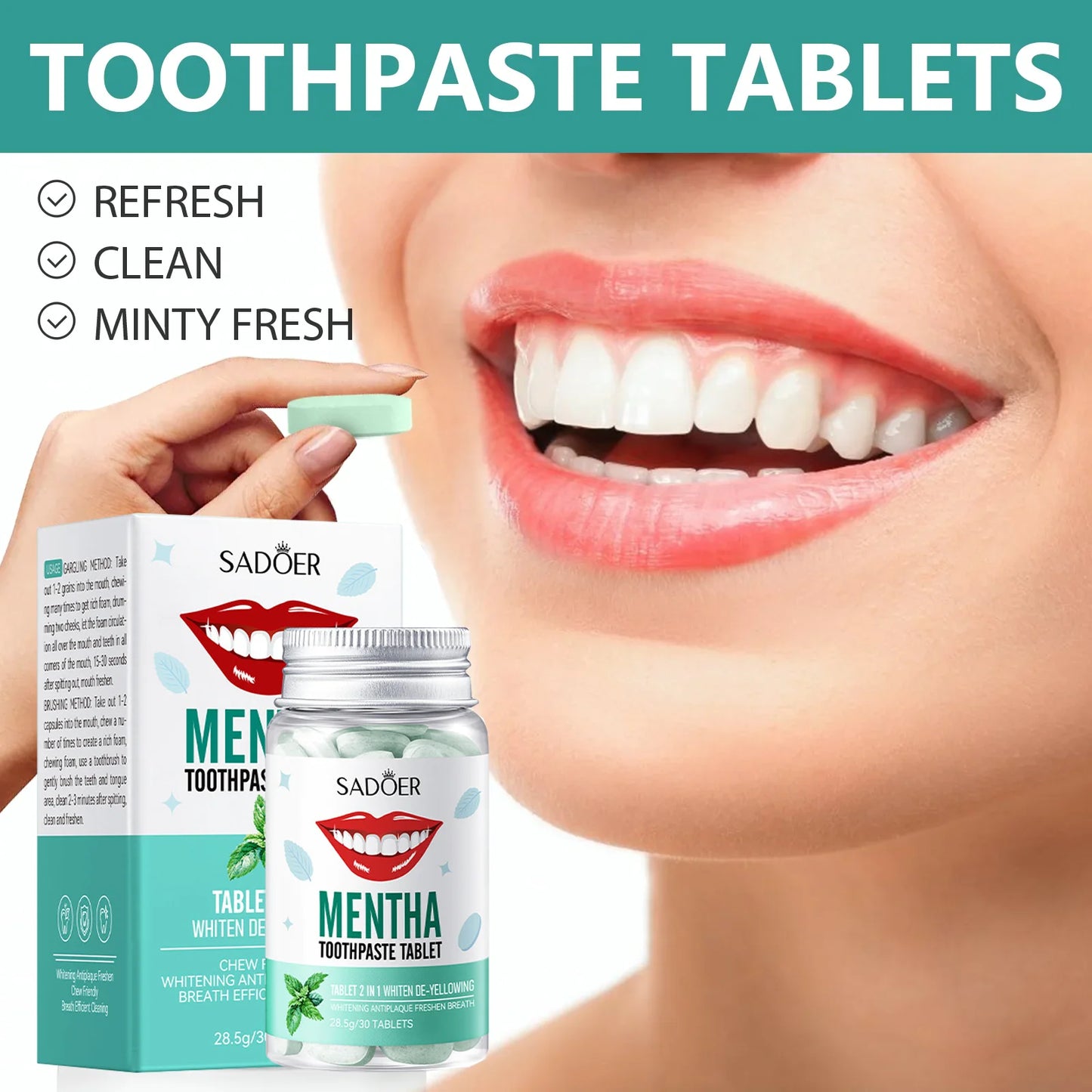 Mint Flavors Toothpaste Tablets Improve Bad Breath Remove Smoke Stains Fresh Oral Hygiene Solid Toothpaste Tablet