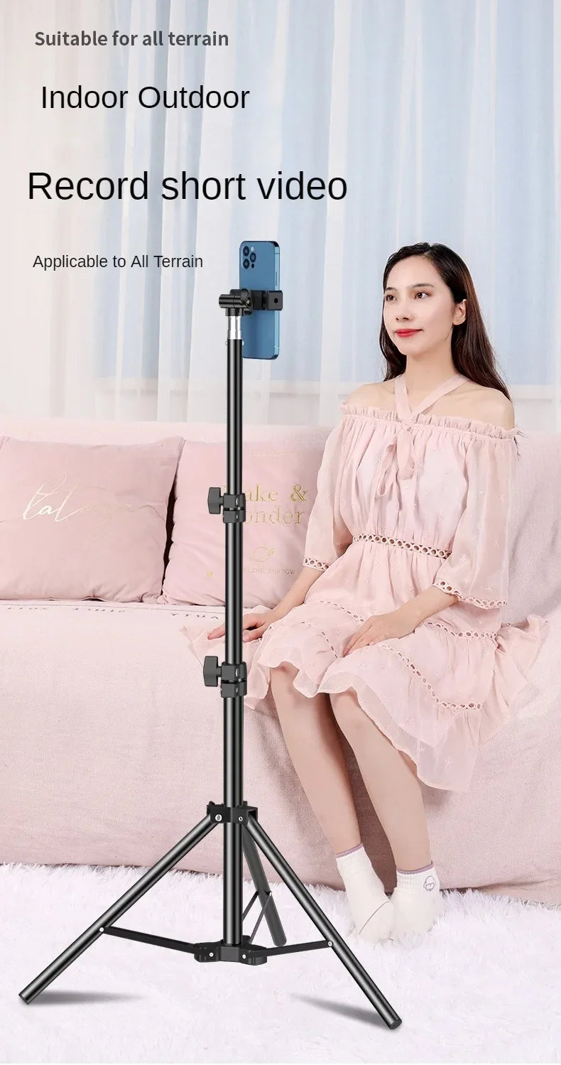 160cm Live Broadcast Tripod Landing Type Camera Anchor Selfie Light Frame Metal Thermometer Phone Holder
