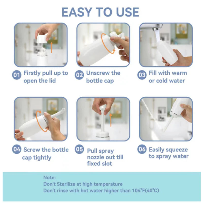 Handheld Portable Travel Bidet Sprayer 400ml Spray Bottle with Nozzle Personal Hygiene Washing Tool Daily Cleansing