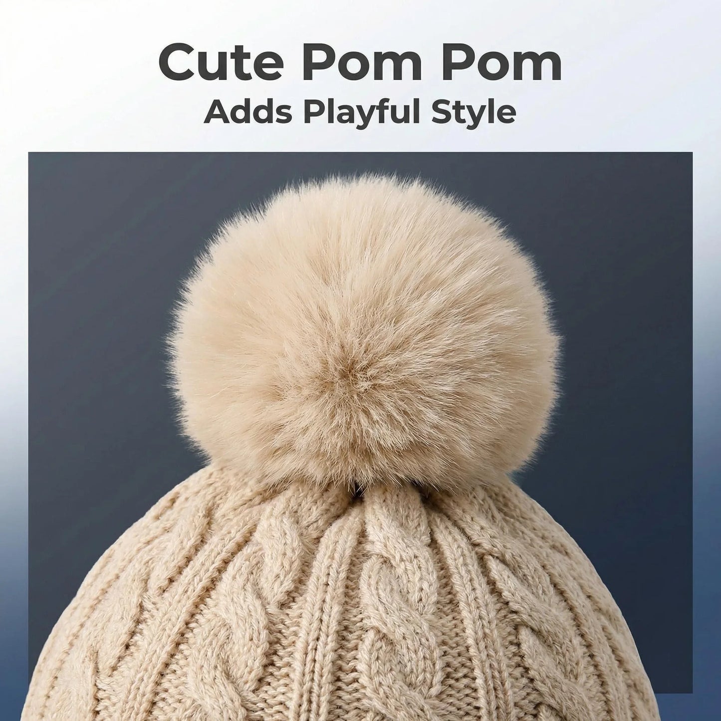 Women Winter 3Pcs Set Pom Pom Beanie Hat Scarf Touch Screen Gloves Sequin Knitted Warm Outdoor Accessories Christmas Gifts