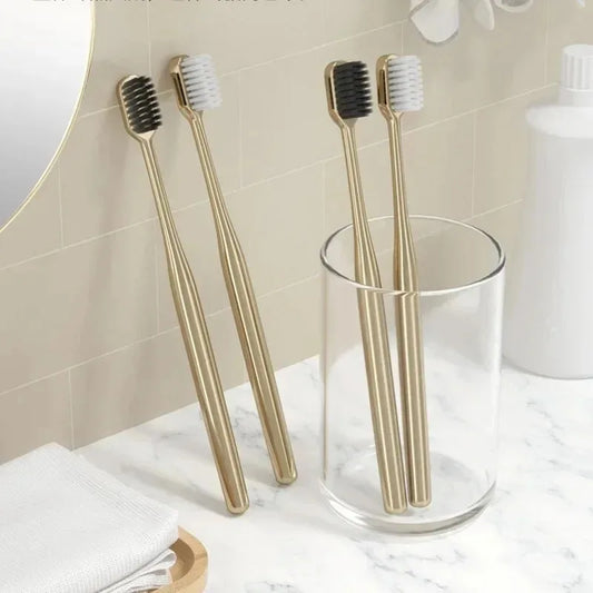 1/2/3/4pcs Gold Toothbrush Luxury Soft Gold Teeth Brush Men Women Adult Toothbrushes Brand New Electroplated Dental Brushes