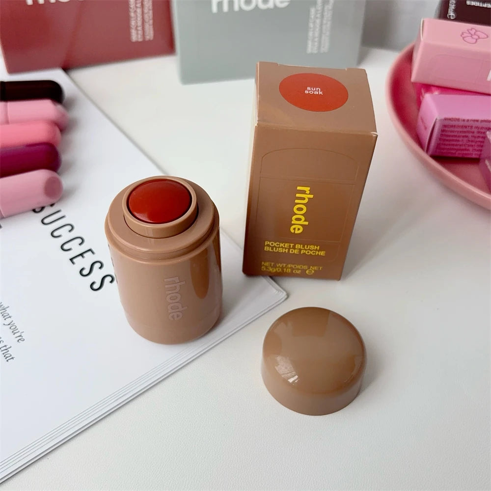 Rhode New Lip Stick Lip GlossesPocket Blush Lip Cheek Hydrating Glazing Mist Natural Rouge Powder Blush Cream Cheek Makeup Bag