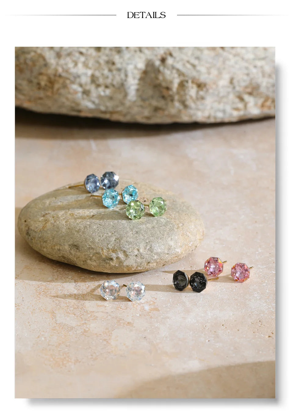 Yhpup New Arrivals Multi Color Crystal Round Stud Earrings for Women Shiny Stylish Daily Summer Jewelry Tarnish Resistant