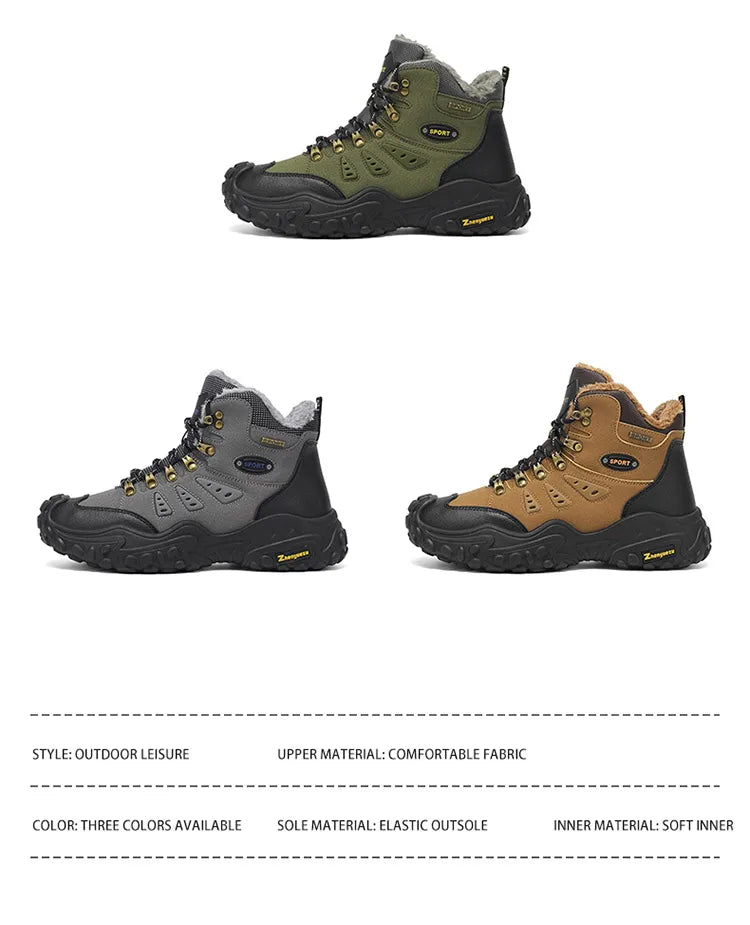 Autumn and Winter Men's Outdoor Sports and Travel Fleece-Lined Warm Snow Boots, Christmas Gifts, Birthday Gifts, Halloween Gifts