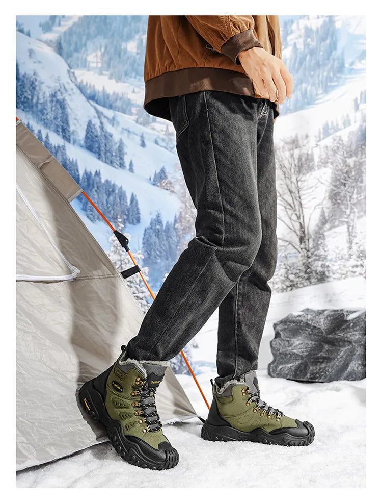 Autumn and Winter Men's Outdoor Sports and Travel Fleece-Lined Warm Snow Boots, Christmas Gifts, Birthday Gifts, Halloween Gifts