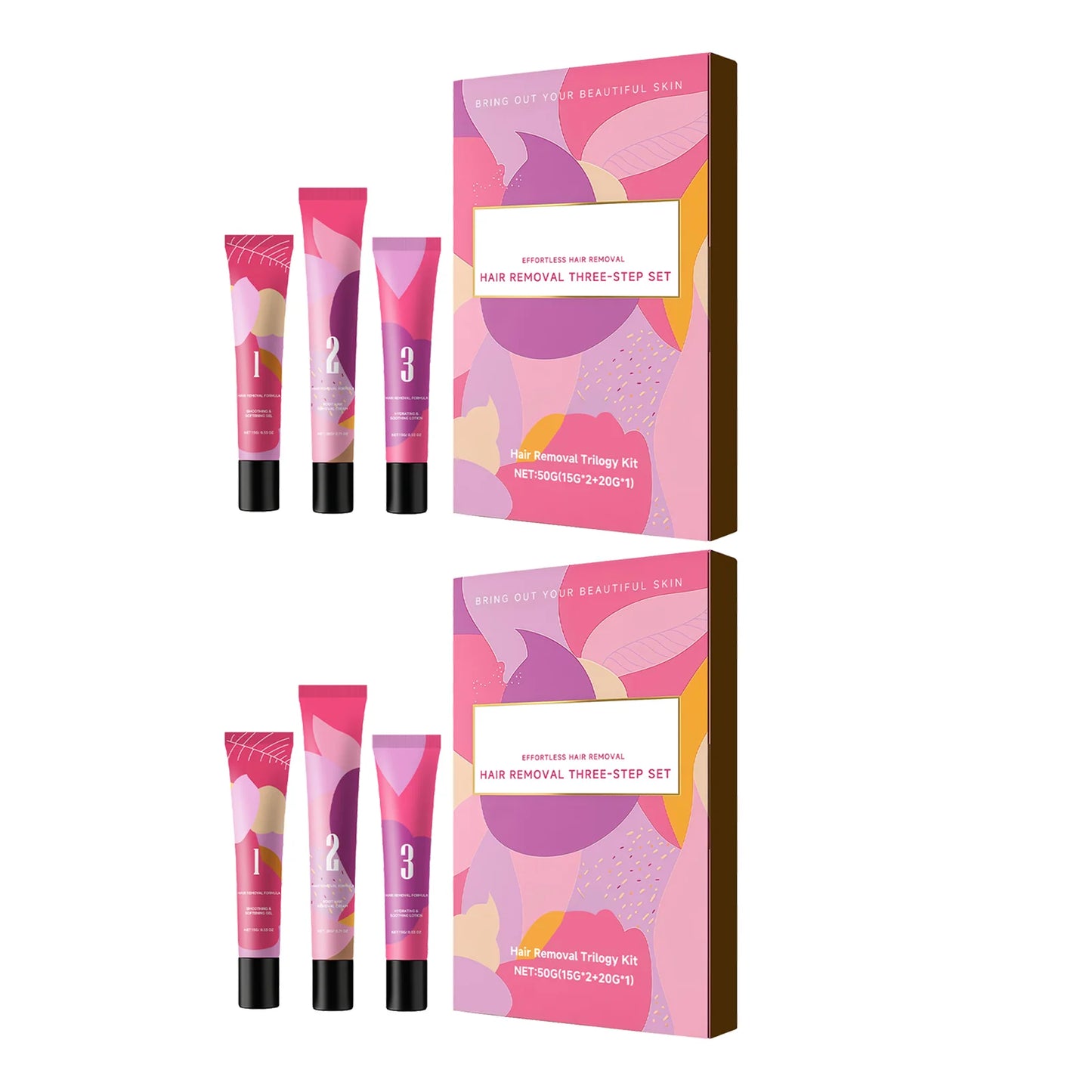 3Step Hair Removal Trilogy Kit Gentle Facial Depilatory Set Painless Hair Remover Soothing Lotion Cream With Softening Gel