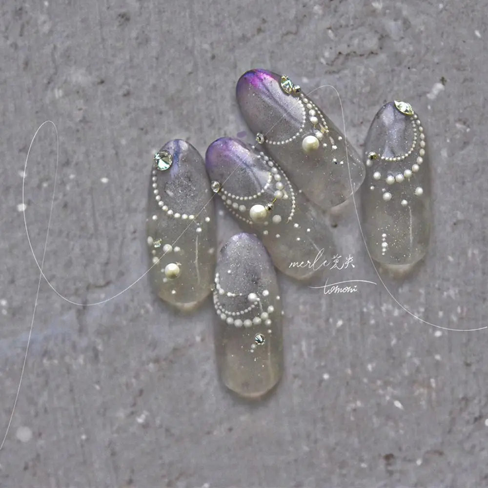 French Tips Nail Stickers 3D Pearl Lines Sliders Decals Manicure Adhesive Gel Nail Art Decorations
