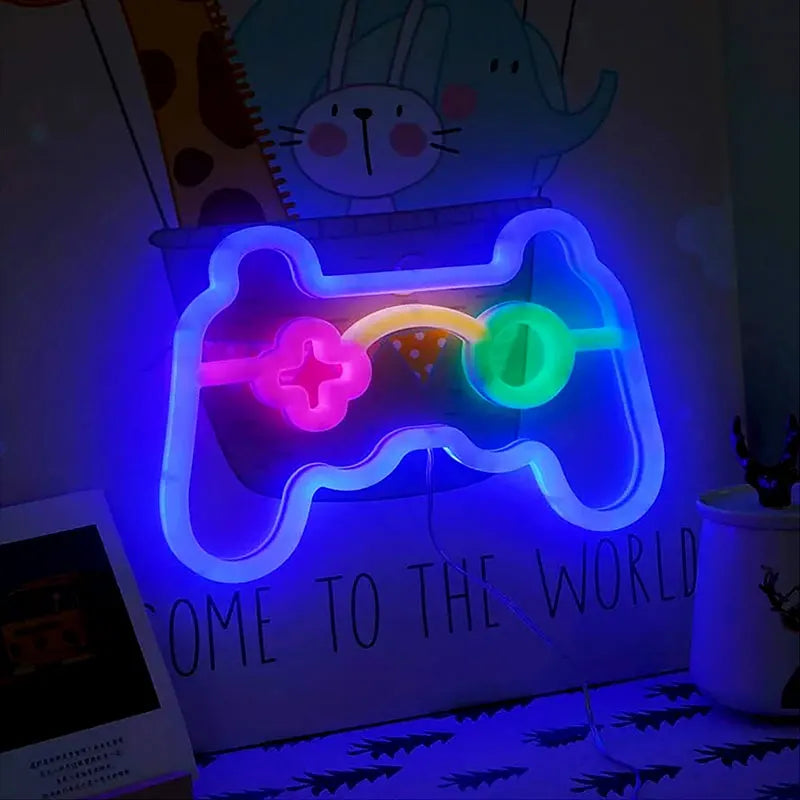 LED Game Controller Neon Sign Shatterproof PVC Material Operated Ambient Lighting for Game Room Streaming Background Holiday