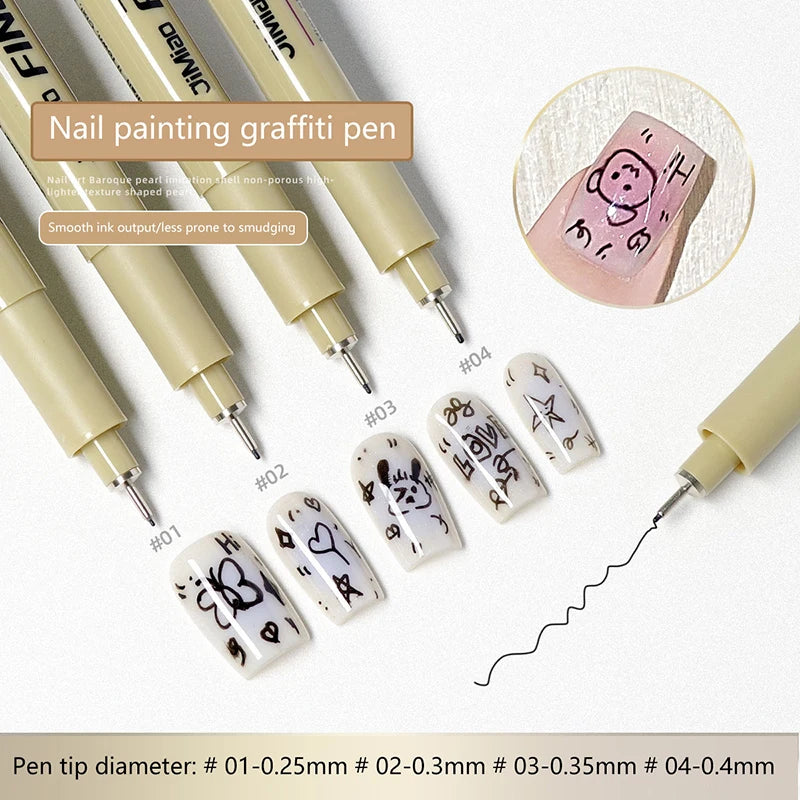 Waterproof Nail Art Graffiti Line Pen Gel Painting Wire Drawing Detail Sketching Tool for Creative Nail Design