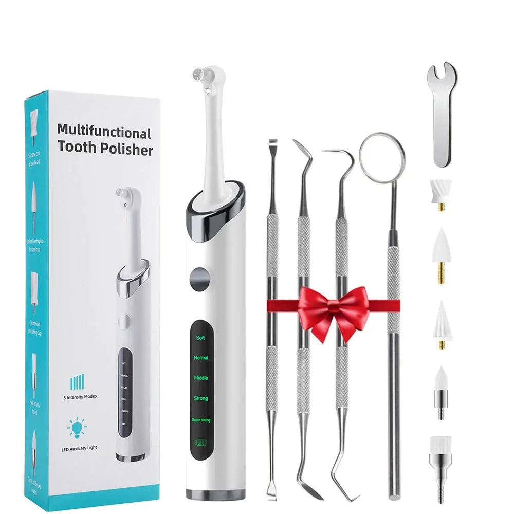 5 In 1 Electric Tooth Polisher USB Rechargeable Dental Scaler Toothbrush Tartar Plaque Calculus Remover Cleaner Teeth Whitening