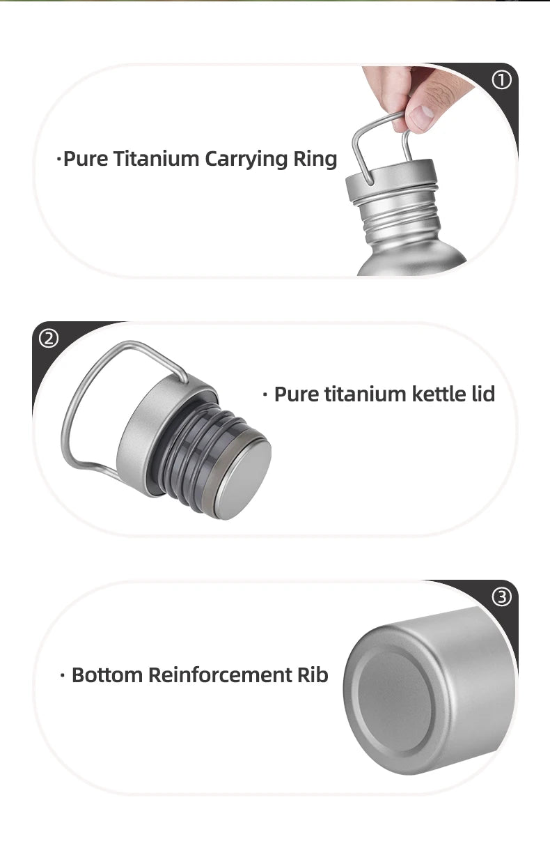 Tiartisan Titanium Ultralight Cycling Water Bottle Outdoor Hiking Climbing Drinking Bottle Reusable Wide Mouth Sports Bottle