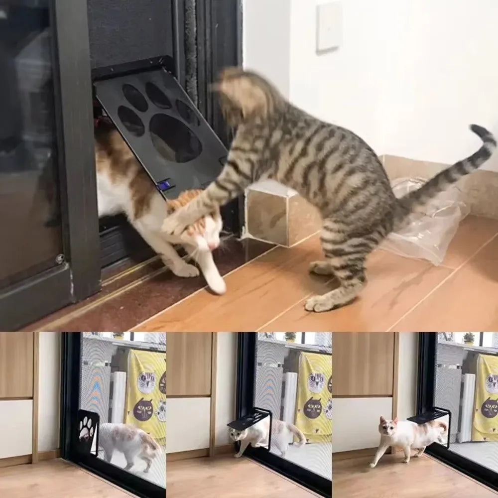 Plastic Pet Lockable Screen Door Automatic Lock Magnetic Flap Dog Flap Door Ventilation Weatherproof Self-Closing Pet Door
