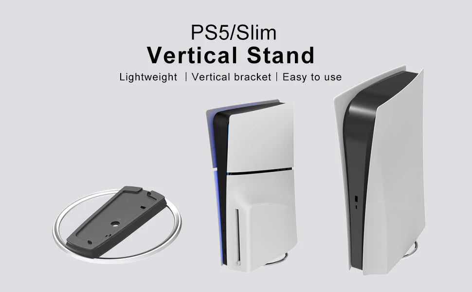 Metal Vertical Stand for PS5 Slim Console Disc and Digital with Screw, Base Stand Replacement for Playstation 5 Slim Console