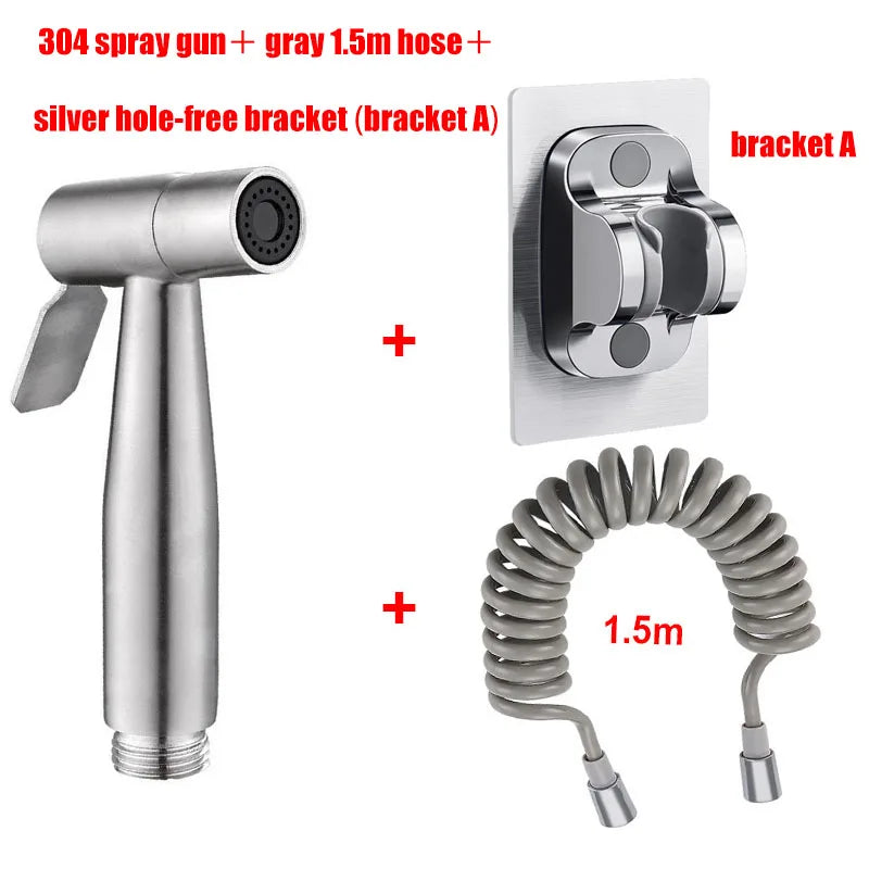 Personal Care Hand Held Spray Portable Bidet Toilet Sprayer Dual Control Angle Valve Stainless Steel Bathroom Accessories Bidets