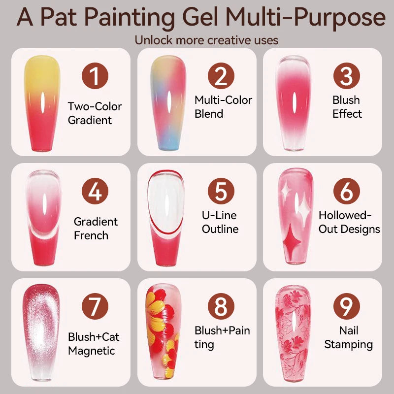 UR SUGAR 1/2Pcs White Pat Painting Gel Nail Polish 4 In 1 Gradient French Cover Edge Lines Nail Stamping Pattern Nail Diy Pattin