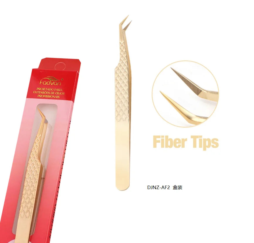 FADVAN High-precision Fiber Tip Tweezer for Eyelash Extensions Stainless Steel Antistatic Straight Tools with Boxed
