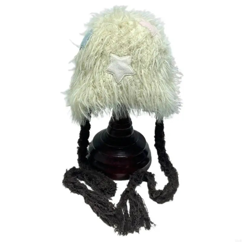Winter Faux Furs Furry Bucket Hat Warm Hat Plush Fisherman Hat for Womens Teens Girls Sunscreen Colorful Caps Y08E