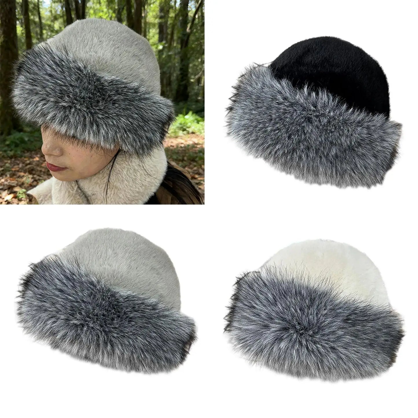Warm Winter Hat for Women Faux Fur Lined Bucket Cap Windproof Fisherman Hat for Walking Travel Hiking Camping Snow