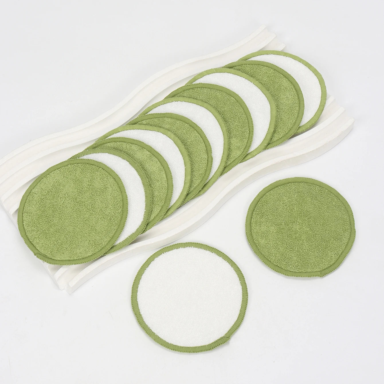 Double Round Makeup Remover Pads 20Pcs + Cleaning Mesh Bag, Machine Washable, Reusable, Suitable for All Skin Types