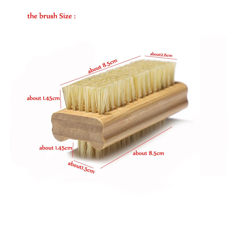 Double-sided Nail Brush Manicure Pedicure Wood Handle Soft Remove Dust Nail Cleaning Brush For Nail Care Scrubbing Tools