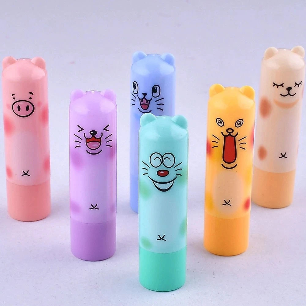 24pcs/lot Moisturizing Fruit Flavor Colourless Cartoon Lip Balm Natural Plant Lip Gloss Fruit Embellish lipstick Makeup Tools
