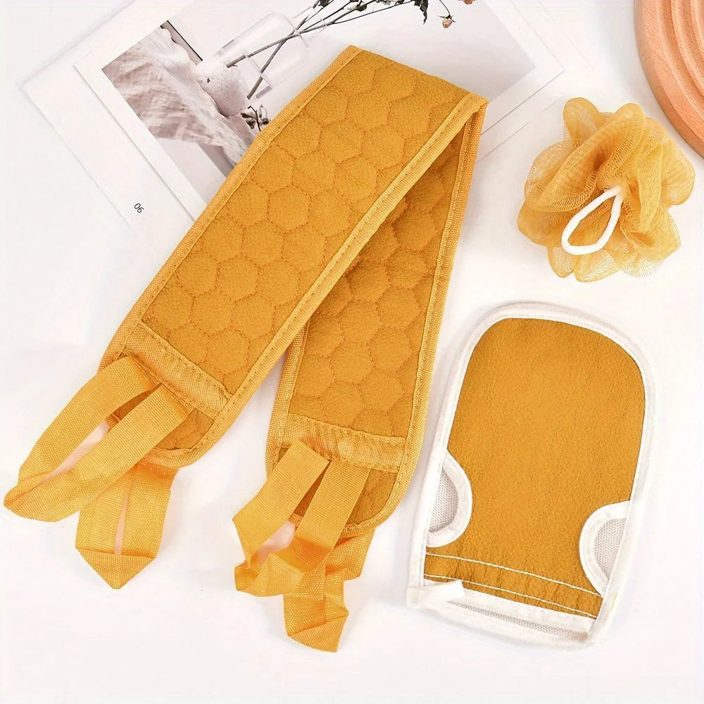 3Pcs/Set Body Cleaning Washcloth Bathroom Shower Ball Back Scrubber Set Exfoliating Skin Towel Bath Gloves Brush