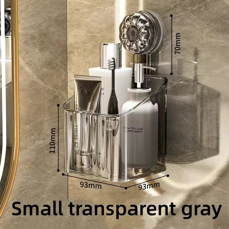 Suction Cup Storage Rack Washbasin Bathroom Toilet Shower Gel Wall Mounted Storage Box Bathroom Organizer Storage Space