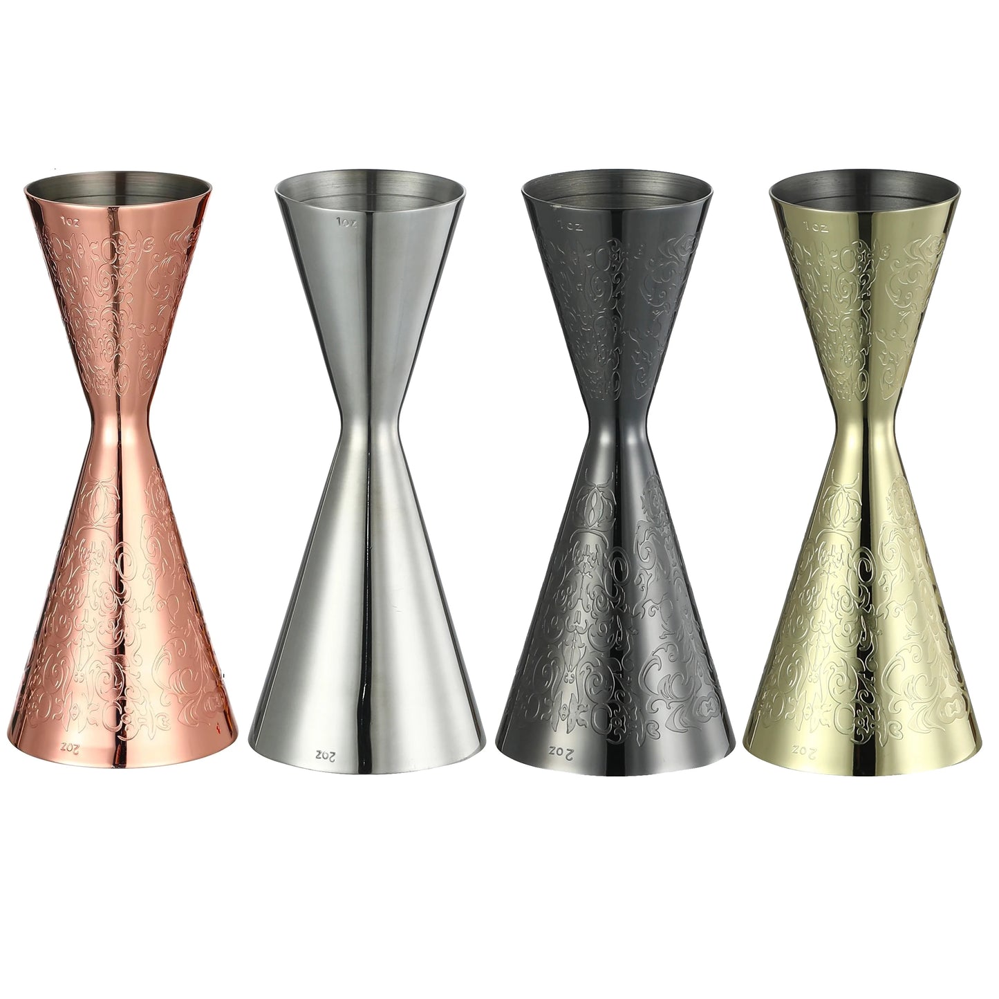 Integrated-Style Jigger Double Cocktail Jigger Bar Measure with Etched Pattern Bar Tools