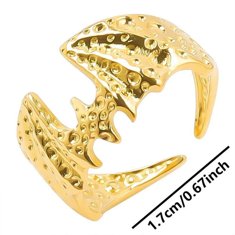 6pcs/lot Wholesale Various Chunky Rings Real Gold Plated Love Abstract DIY Shell Star Sun Bat Shaped Rings Women Jewelry Gifts