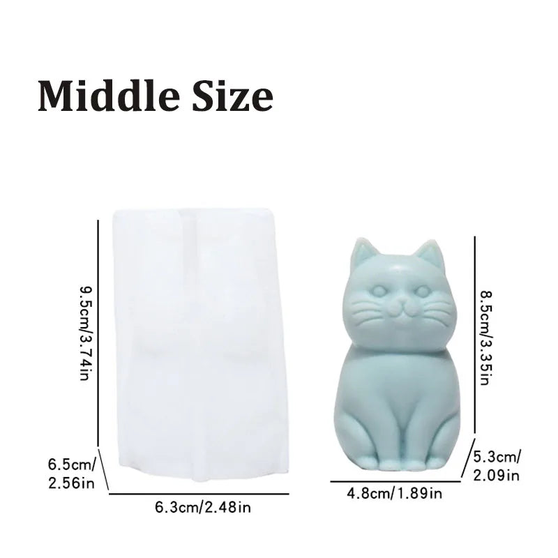 Sitting Cat Silicone Mold Handmade Soap Candle Making Supplies DIY Kitten Candle Soap Plaster Crafts Resin Concrete Mold