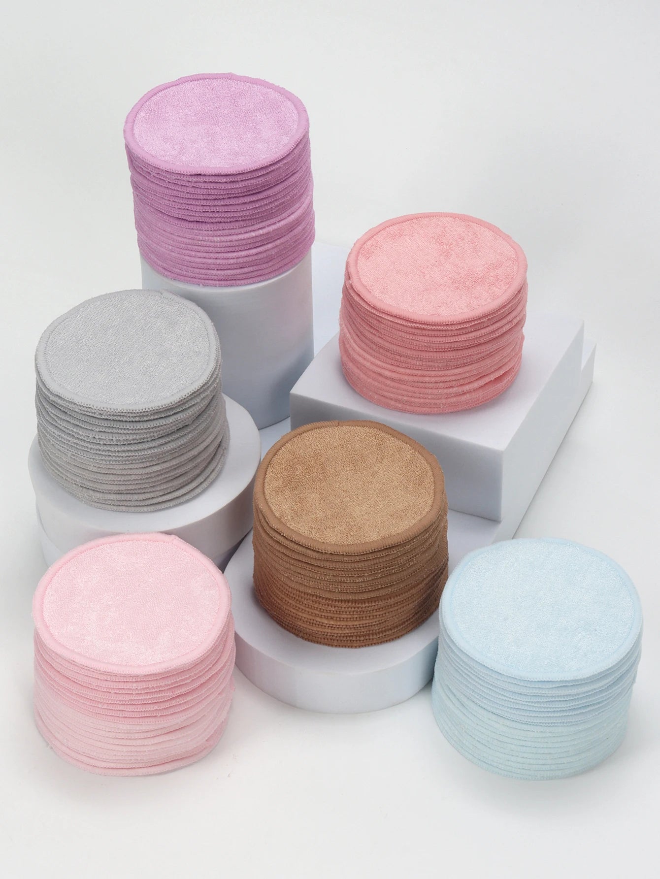 Double Round Makeup Remover Pads 20Pcs + Cleaning Mesh Bag, Machine Washable, Reusable, Suitable for All Skin Types