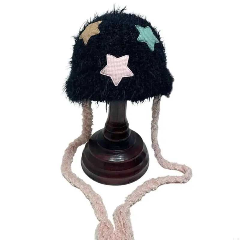 Winter Faux Furs Furry Bucket Hat Warm Hat Plush Fisherman Hat for Womens Teens Girls Sunscreen Colorful Caps Y08E