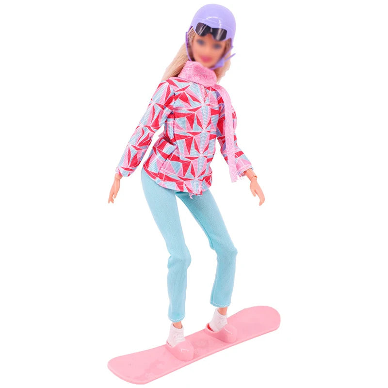 Skiing Accessories for Girl and Ken Doll Family Doll Clothing Casual Winter with Scarf Wool Hat Accessories for 11.5 Inches