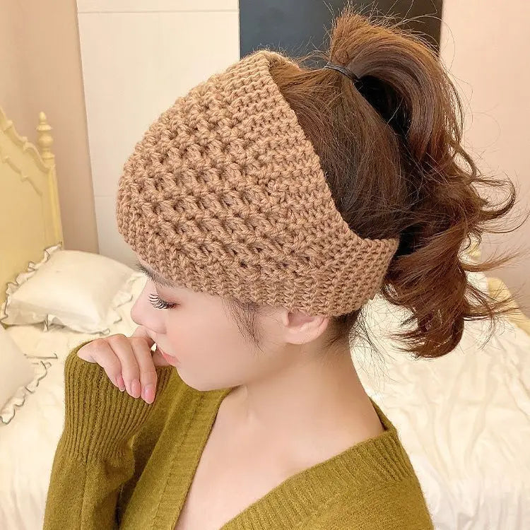 Autumn and Winter New Knitted Wool Headgear Women's Warm Ear Protectors Wool Cap Wide Headband Headband Hair Accessories