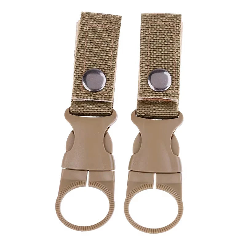 2Pcs Multifunctional Nylon Webbing Water Bottle Holder Hooks, Backpack Hanging Clip Carabiner Belt Buckle for Climbing Outdoor