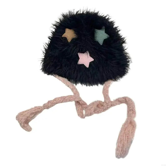 Winter Faux Furs Furry Bucket Hat Warm Hat Plush Fisherman Hat for Womens Teens Girls Sunscreen Colorful Caps Y08E