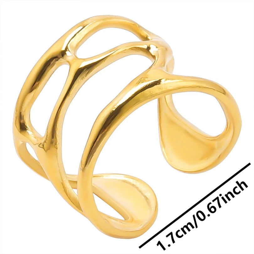 6pcs/lot Wholesale Various Chunky Rings Real Gold Plated Love Abstract DIY Shell Star Sun Bat Shaped Rings Women Jewelry Gifts